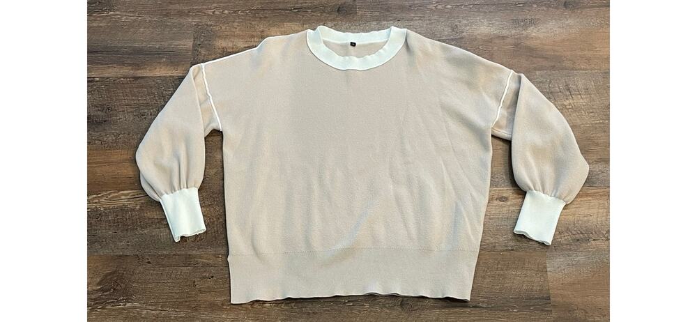 Taupe or oatmeal colored boxy knit sweater,  Large